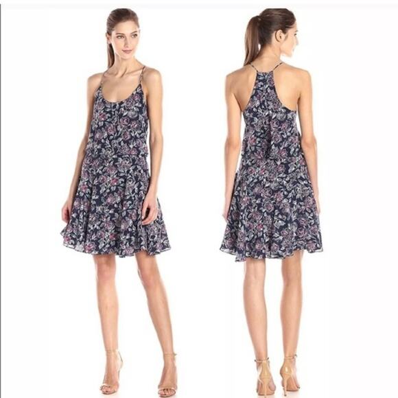 Joie Nanon Floral 100% Silk Dress Dark Navy ‎ medium cottagecore - Picture 1 of 8